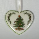 Spode small porcelain Christmas tree heart shaped ornament Spode small porcelain Christmas tree heart shaped ornament