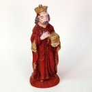 Vintage standing King in red Nativity figurine piece Italy plastic