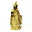Vintage standing King in yellow dark skin Nativity figurine piece Italy plastic