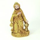 Vintage kneeling King in yellow Nativity figurine piece Italy plastic