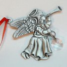 2001 Angel with horn and crystal pewter ornament Christmas 2001 Angel with horn and crystal pewter ornament Christmas