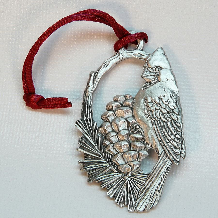 Seagull pewter cardinal Christmas ornament Canada 1997