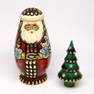 vtg Russian Matryoshka Santa and tree nesting figurine Christmas