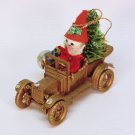 Vintage spun cotton felt Santa in 1911 replica Daimler Car Christmas Ornament Vintage spun cotton felt Santa in 1911 replica Daimler Car Christmas Ornament