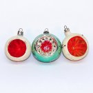 3 vintage Poland and Japan glass indent Christmas ornaments frosted painted