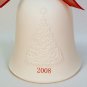 Hallmark Porcelain Dated Bell 2008 white tree red ribbon box