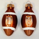2 mini football Christmas ornaments blown glass