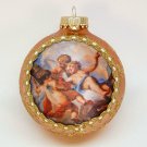Divine Angels blown glass Christmas ornament silk picture cherubs Divine Angels blown glass Christmas ornament silk picture cherubs