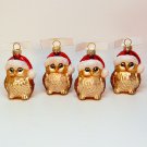 4 glass owl ornament placecard holders