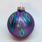 glass multi color Christmas ornament with glitter paisley design glass multi color Christmas ornament with glitter paisley design