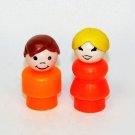 2 Vintage Fisher Price Little People mom and boy plastic