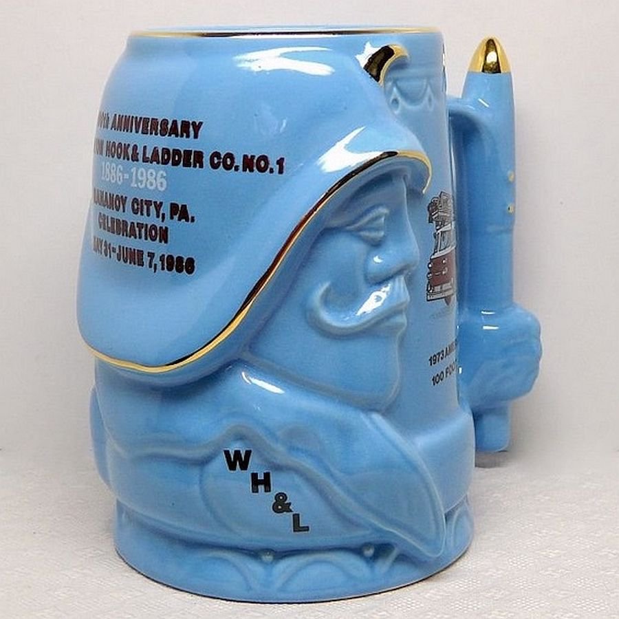 Vtg Fireman stein Washington Hook and Ladder Co No1 100th anniversary 1986 Mahanoy City Pennsylvamia