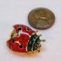 Vtg small ladybug pin enamel rhinestones