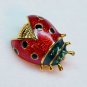 Vtg small ladybug pin enamel rhinestones