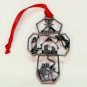 CTA pewter cross Nativity Christmas ornament