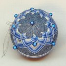 vintage Japanese Temari thread ball Christmas ornament blue