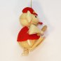 Vintage corn husk mouse baseball player Christmas ornament