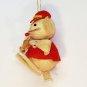 Vintage corn husk mouse baseball player Christmas ornament