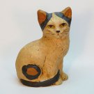 vintage mache cat figurine artist signed 1990