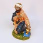 Vtg Nativity Balthazar Wise man kneeling paper mache 4-1/4 inches tall Italy