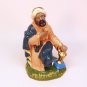 Vtg Nativity Balthazar Wise man kneeling paper mache 4-1/4 inches tall Italy