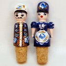 2 vintage Russian bottle stoppers wooden man and woman hand painted 2 vintage Russian bottle stoppers wooden man and woman hand painted