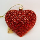 Heart ornament red with rhinestones Christmas glass