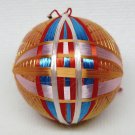 vintage small Japanese Temari thread ball ornament orange blue red