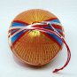 vintage small Japanese Temari thread ball ornament orange blue red