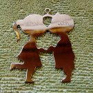 Vintage Cindy and John brass Christmas ornament kissing couple
