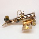 Vintage brass laser cut airplane with Santa Christmas ornament