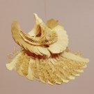 Vintage fan carved bird wood Christmas ornament dove of peace