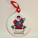Vintage Alaska Merry Christmas ornament porcelain Eskimo