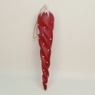 Blown glass dark red twisted icicle Christmas ornament with glitter