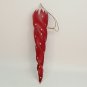 Blown glass dark red twisted icicle Christmas ornament with glitter