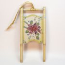 Vintage sled Christmas ornament with floral design wooden Vintage sled Christmas ornament with floral design wooden