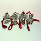 4 Gorham silver plate Christmas ornaments 3 angels and a snowman