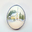 vintage hand painted egg shell ornament church Vermont signed Rejoice vintage hand painted egg shell ornament church Vermont signed Rejoice