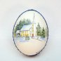 vintage hand painted egg shell ornament church Vermont signed Rejoice