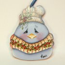 Hand painted bluebird Christmas ornament wooden