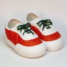 Dept 56 baby sneakers Christmas ornament bisque porcelain red white