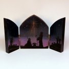 Triptych Christmas Nativity scene wooden hand painted