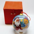 Li Bien reverse painted Santa and girl Christmas ornament glass box hand painted Li Bien reverse painted Santa and girl Christmas ornament glass box hand painted