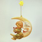 Girl on the moon Christmas ornament playing harp