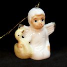 vintage small bone china angel w duck figurine Christmas ornament vintage small bone china angel w duck figurine Christmas ornament