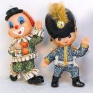 2 vintage soldier and clown Christmas Ornaments with glitter 2 vintage soldier and clown Christmas Ornaments with glitter