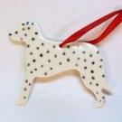 Vintage porcelain dalmatian dog Christmas ornament flat