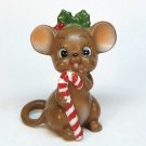 Vintage Christmas mouse figurine with candy cane