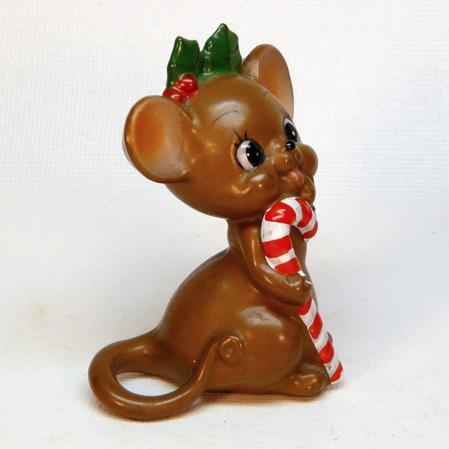 vintage christmas mouse figurine