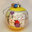 Cat ceramic ball Christmas ornament with fish hanger Cat ceramic ball Christmas ornament with fish hanger